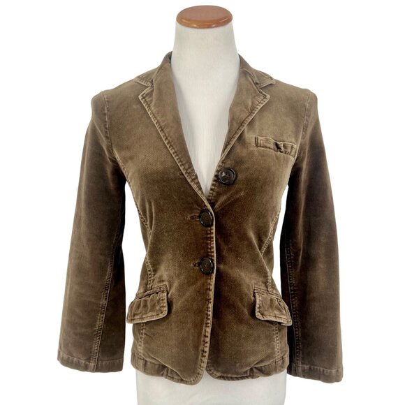 Hollister Jackets & Blazers - Vintage Hollister Khaki Brown Velvet Button Front Blazer Jacket